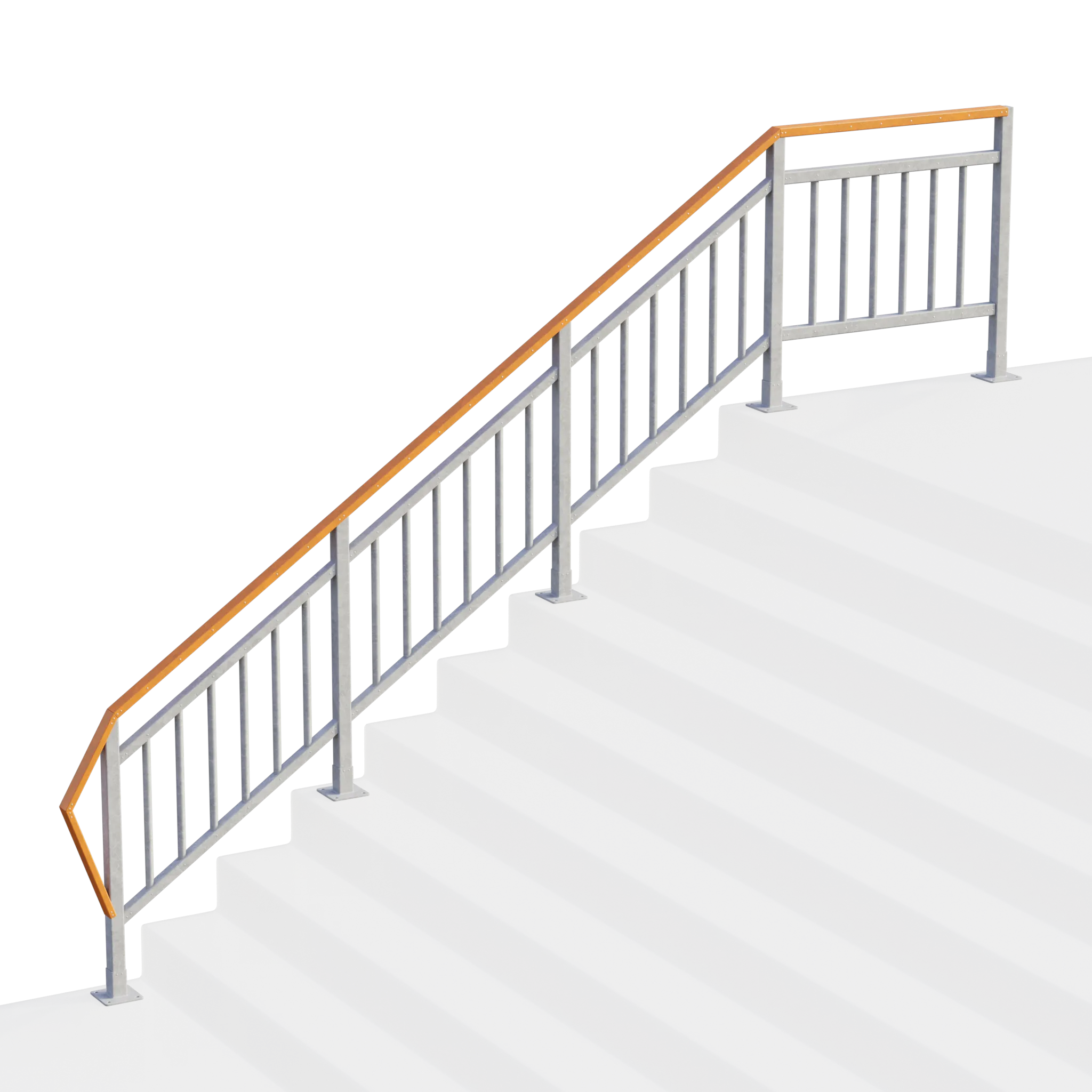 ограждение наклонное рамное с отдельным поручнем стеклопластиковое композитное