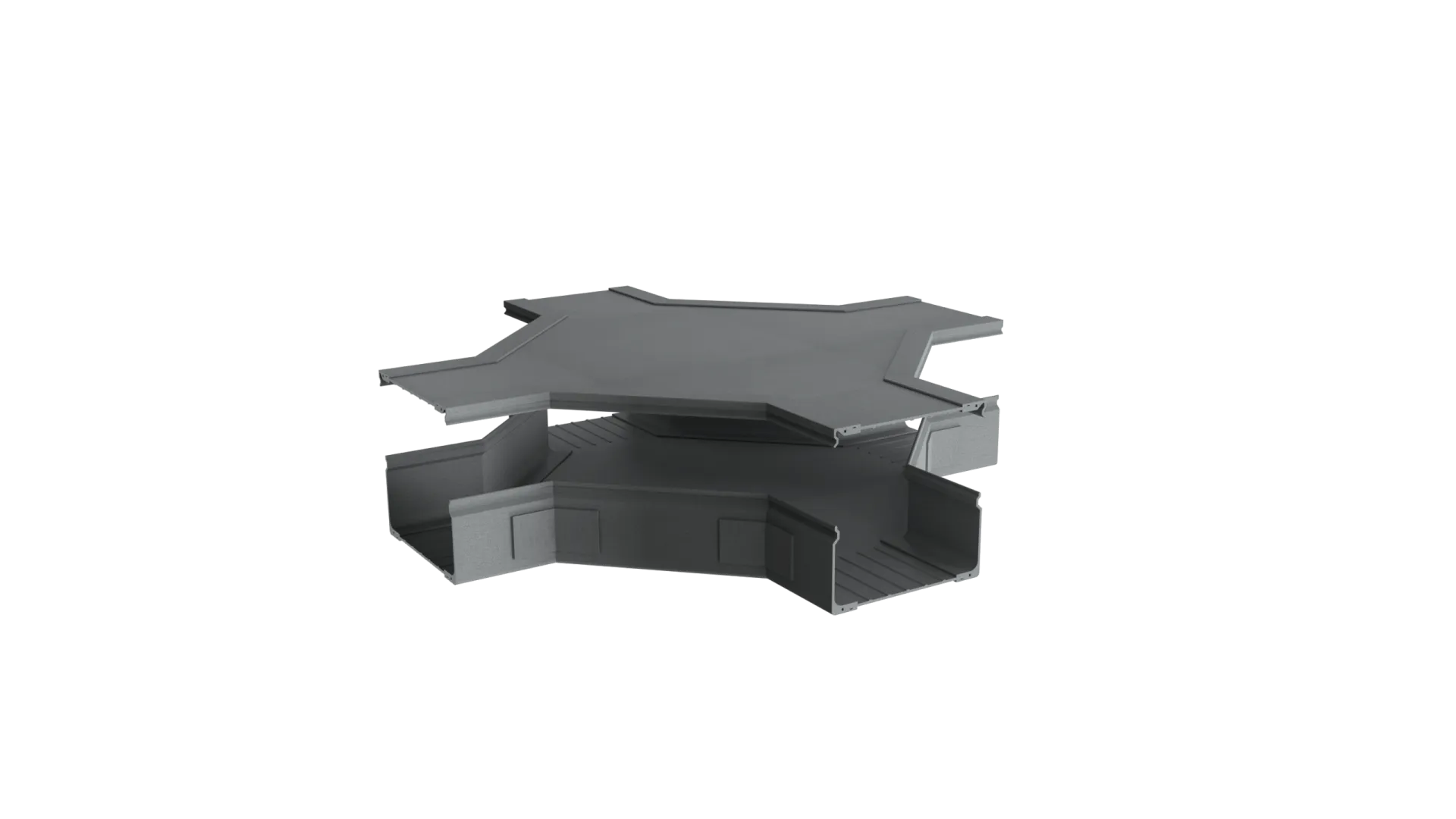 крестообразный соединитель с крышкой для композитных кабельных лотков