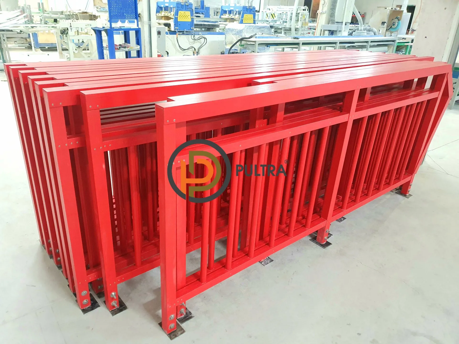 прямолинейное рамное ограждение из композитных материалов PULTRA