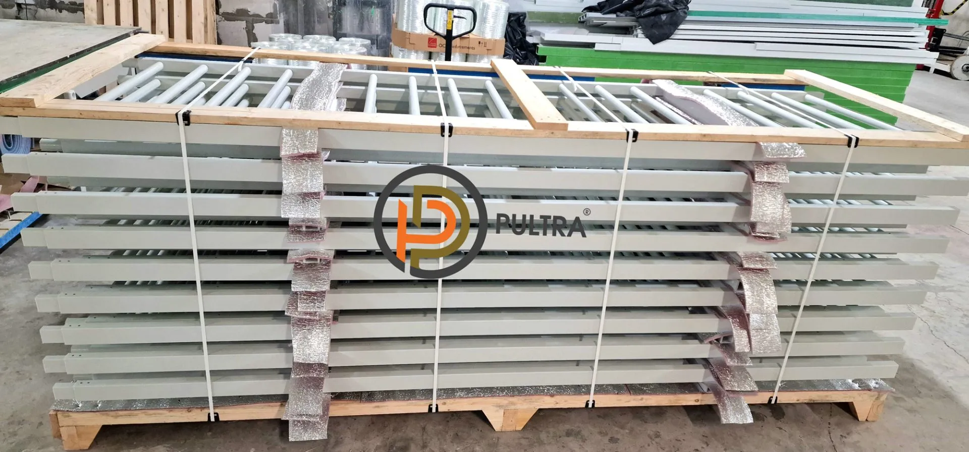 прямое рамное ограждение из стеклопластика PULTRA